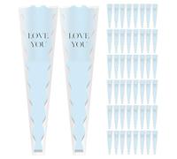 Fizepgo 50Pcs Single Rose Sleeve Flower Wrapping Bags | Bulk Plas-tic Floral Flowers Rose Packaging Carnations Bouquet Sleeves Bag Wrapping Paper - Florist Birthday Wedding Graduation