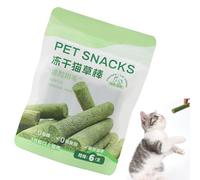 Fizepgo Cat Grass Teething Stick,Edible Kitten Chew Toy Treat - Chicken Freeze Dry Feline Grass Sticks for Adult Cats Kittens for Hairball Removal Health and Appetite Boosting Teething
