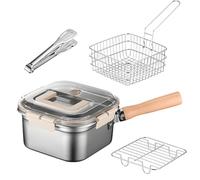 Fizepgo Deep Frying Cooker Set | Outdoor Deep Frying Pan for Camping,Outdoor Stove Top Cooking Utensils for Camping Picnic Garden BBQ Friend Gatherings Family Party