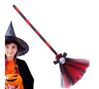 Fizepgo Halloween Witch Costume Broom | Witch Accessories for Spooky Halloween - Costume Skull Broom Ribbon Hat for Theme Party, Party, Parade, Role-Play