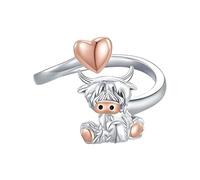 Fizepgo Highland Cow Open Ring | Romantic Cow Jewelry | Adjustable Gi-ft for Women & Girls