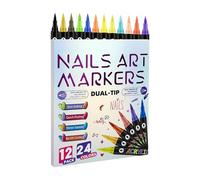 Fizepgo Nail Polish Pens | 24-Color Double-Tip Manicure Tools - Nail Polish Doodle Pens Painting Tools,for Girls Kids Teens Adults Beginners Drawing Painting Dotting Crafts