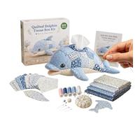 Fizepgo Quilted Sea Animal Tissue Box DIY Kit, 4 Whimsical Animal Patch-work Designs Sewing Kit, Complete Tissue Box Cover Craft Set For Adults Handmade Home Desk Decor