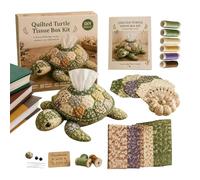Fizepgo Quilted Sea Animal Tissue Box DIY Kit, 4 Whimsical Animal Patch-work Designs Sewing Kit, Complete Tissue Box Cover Craft Set For Adults Handmade Home Desk Decor