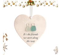 Fizepgo Sea Glass Ornaments - Ceramic Heart-Shaped Friendship Hangable Ornaments | Pendant Decorations for Women Sister Best Friend Roommate Christmas Wedding Mothers Day Birthday