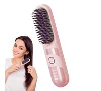 Fizepgo Travel Hair Straightener - Electric Curler Brush - Anti-Scald 2-in-1 Cordless Ionic Cordless Straightener Brush for All Hair Types