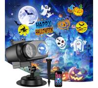 Fizicoo Halloween Christmas Projector Lights, 2-in-1 Moving Patterns & 10 Colors Ocean Wave Projection Light for Xmas Halloween Party Garden Decorations Outdoor Indoor Landscape Lights with Remote