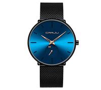 FIZILI Mens Watches Ultra-Thin Minimalist Waterproof - Fashion Wrist Watch for Men Unisex Dress with Stainless Steel Mesh Band, GOLD black, Modern minimalist style