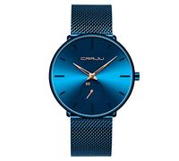 FIZILI Mens Watches Ultra-Thin Minimalist Waterproof - Fashion Wrist Watch for Men Unisex Dress with Stainless Steel Mesh Band, bright blue gold, Modern minimalist style