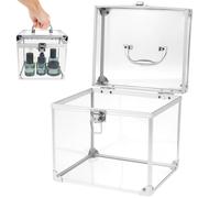 Fizocosisto Makeup Box,Clear Cosmetic Case with Latches and Handle Large Capacity Toiletry Organizer Box Travel Makeup Tools for Vanity Bathroom Counter Dresser, silver, Modern