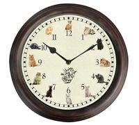Fizporium 30cm Design, Meow Sound Wall Clock, Hourly Realistic Cat Sounds for Cat Lovers, Cute Animal Clock with Silent Night Mode
