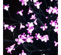 Fizporium 4ft Solar Powered LED Cherry Blossom Tree with Metal base and pegs, Artificial Trees Outdoor, Solar Garden Ornaments, Solar lights Outdoor, Garden Decoration Pathway Lights. (Pink)