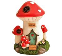 Fizporium Assorted Mushroom House Ornament with Glowing Solar Light Perfect for Your Garden to Add Colour in The Day and Solar Light at Night No Wiring Required. Auto on at Dusk - Design Home