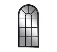 Fizporium Black Soho Window Mirror - Arched Decorative Wall Mirror for Hallway, Bedroom, Bathroom, & Living Room - Stylish Metal Frame, Contemporary Accent Mirror, 69 x 34cm, Home Decor Enhancer