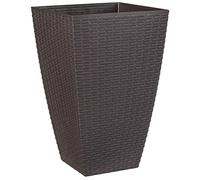 FIZPORIUM Brown Rattan Effect Decorative Planter Display Blooming and Colourful Flowers Suitable For Both Indoor and Outdoor Use 55cm - Brown