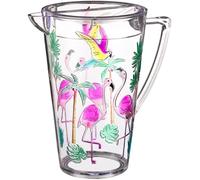 Fizporium Funky Flamingo Plastic Water Jug Pitcher with Lid - 3 Litres, Ideal for Outdoors