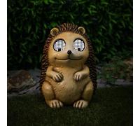 Fizporium Hedgehog Garden Ornament Outdoor With Solar Powered LED Lights - Animated Blinking Eyes With Cool White LEDs and Automatic Light Function - Decorative Polyresin Hedgehog Garden Statue