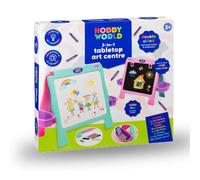 Fizporium Hobby World 2 in 1 Tabletop Art Centre, Kids Activity Play Desk, Double Sided Art Board, Whiteboard Chalkboard