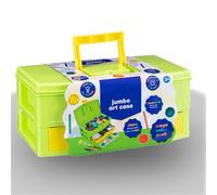 Fizporium Hobby World Jumbo Art Case, Includes Arts and Crafts, Mega Value Pack, Portable Case Arts, Store All Your Crafts Essentials, Kids Arts and Craft Kit (Green)