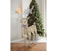 Fizporium New Glamorous Design Piece 20 LED Light Up Reindeer Christmas Decoration - 45cm - Silver