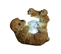 Fizporium Solar Dog Garden Statue Solar Light Ornament Outdoor Garden Décor with LED Globe Auto On at Dusk for Patio Pathway Balcony Rechargeable Battery (Dog Family)
