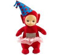 Fizporium Talking Party Plush Toy - Interactive Soft Toy with Sounds & Accessories - Assorted Designs, Press Tummy to Hear Phrases, Collectable Cuddly Toy for Kids (Po (Red))