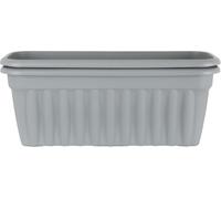 Fizporium Wham Vista set of 2 Rectangular Plastic Garden Troughs | 100% Recycled Plastic | Weather Resistant & Lightweight | Indoor & Outdoor Use | Drainage in UK - Upcycle Grey