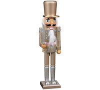 FIZPORIUM Wooden 95%, Fabric 5% Deluxe Christmas Nutcracker Ornament Resin Nutcracker Xmas Gifts 46cm 10 x 8.5 x 46cm 658g - Gold