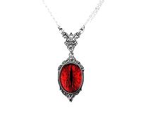 [Fizunk] Gothic Blood Red Stone Necklace for Women Men Vampire Embossed Witch Butterfly Necklace Vintage Cat Eye Stone Necklace