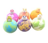 Fizz and Rizz Jewelry Bombs, 6 Pcs Large Bath Salt Balls with Resin Animal Toys, Fun Bubble Bath Earth or Planet Shaped, Moisturizing, Relaxing