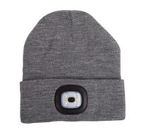 Fizz Creations LED Beanie Hat. One-Size Beanie Includes Integrated LED Light with 3 Brightness Settings. USB Rechargable. Grey. Great for Camping Gifts. Head Torch Beanie Hat. Camping Gear.