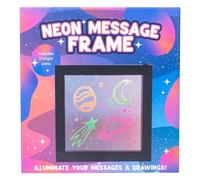 Fizz Creations Neon Light Effect Message Frame. Includes 3 Coloured Pens to Write Your Message - Pink, Green & Orange. Wall Mountable. Wipe Clean. Battery Powered. Notice Board LED Sign