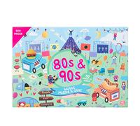 80s & 90s Song Title Music Puzzle & Quiz. 500 Piece Jigsaw Puzzle with 50 Hidden Song Titles. Quiz Sheet & Answers Included. Recall Music Icons with this 2-in-1 Puzzle & Quiz.