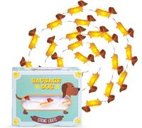 Sausage Dog String Lights. Includes 20 Mini Sausage Dog Shaped LED Lights. 2 Metre Wire. Battery Operated. Dachshund Gifts. LED Party Decorations. String Lights Indoor Sausage Dog Gifts.