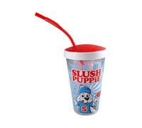 Slush Puppie Cup and Straw. 500ml Capacity Slush Puppie Cup with Screw Tight Lid & Reuseable Bendy Straw. Enjoy Your Favourite Slushies. Officially Licensed Slush Puppie Merchandise.