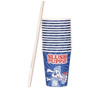 Fizz Creations Slush Puppie Paper Cups & Straws 20 Pack For Frozen Drinks & Slushies