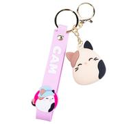 Fizz Creations Squishmallows Cam the Cat Wristlet Keyring 3D Keychain with Charm & PVC Wrist Strap. Officially Licensed Squishmallows Key Ring
