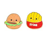 Fizz Creations Squishmallows Carl & Floyd Metal & Enamel Pin Badges Set of Two Pins. Carl the Cheeseburger and Floyd the French Fries. Officially Licensed.