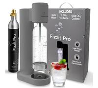 FizzIt Pro - Soda Maker Machine, grey - Easy One-Touch Sparkling Water Maker with Reusable 1L BPA-Free Bottle, 425g CO₂ Canister - No Power Required, Durable & Modern Design for Home Use