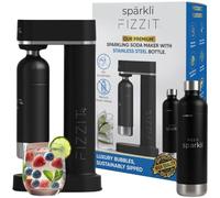 Fizzit Spärklï Carbonated Water Soda Maker with Stainless Steel Bottle Included,Dishwasher Safe (Sparkli-Black)