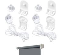 Fizzix 2 Sets Plastic 25mm Curtain Roller Blind Accessories - Roller Blind Fittings Replacement Repair Kit - Spare Kit for Curtain Rods (White)