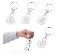 Fizzix 4 Pcs Pound Coin Trolley Token Keyring - Durable Shopping Cart Coin Keyring, Reusable and Convenient, Compatible with Trolleys, Easy Access Design for Daily Shopping Trips