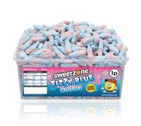 (Fizzy Blue Bottles 600 Pieces, Buy 1) SweetZone Halal Giant Cola Sweet 740g Tub HMC Certified Halal