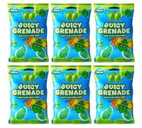 Fizzy Blue Raspberry Sour Gummies Variety - Fondant Burst, Juicy Grenade & - Chewy Fruit Flavoured Candy Sweets (6 x Pack, Juicy Grenade Gummy)