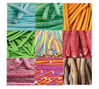 Fizzy Candy Pencil Sweets - Retro Chewy Fruit Flavours (Blue Raspberry, Strawberry, Watermelon, Peach, Multicolour) - Bulk Pick n Mix Sweets for Party Bags (2Kg, Random Mixed)