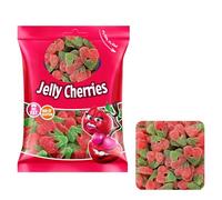 Fizzy & Jelly Candy Sweets Pack 75g -Halal & Gluten Free- Assorted Flavours Colla, Cherries, Peach Rings, Watermelon Slices, Worms & Bananas - Fn (4 Packs, Fizzy Cherries)