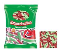 Fizzy & Jelly Candy Sweets Pack 75g -Halal & Gluten Free- Assorted Flavours Colla, Cherries, Peach Rings, Watermelon Slices, Worms & Bananas - Fn (8 Packs, Fizzy Watermelon Slices)
