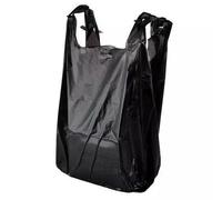 FIZZYBERRIES Carrier Plastic Bags With Handles, 200pk Heavy Duty Black Plastic Vest Carrier Bags 8 x 13 x 17'' Multi-Purpose For Shopping, Market-Stalls, Takeaway, Groceries or General use in Kitchen