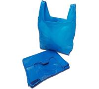 FIZZYBERRIES Carrier Plastic Bags With Handles, 500pk Heavy Duty Blue Plastic Vest Carrier Bags 11x 17 x 21'' Multi-Purpose For Shopping, Market-Stalls, Takeaway, Groceries or General use in Kitchen