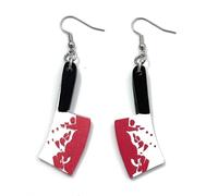 FizzyButton Gifts Acrylic Bloody Meat Cleaver Charm Drop Earrings with Surgical Steel Ear Wires and Organza Gift Bag
